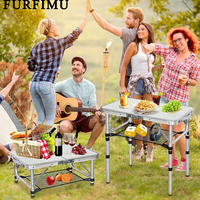 Table pliante en alliage d'aluminium pour barbecue de camping en plein air avec pieds réglables