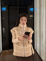 Manteau d'hiver chaud et doux en fausse fourrure 100 % polyester pour femme, col rond, style élégant, couleur unie, veste shaggy en peluche pour le streetwear