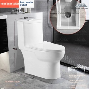 Inodoro de Cerámica de Una Pieza con Base Cuadrada Geométrica Moderna Wayon para <span class=keywords><strong>Baño</strong></span> de Apartamento de Lujo - Product Image 4