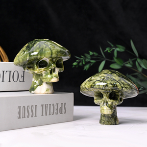Wholesales Natural Healing <strong>Stone</strong> Crystal Carvings Hsiuyen <strong>Jade</strong> Mushroom Skulls Crystals for Halloween Decorations - Product Image 6