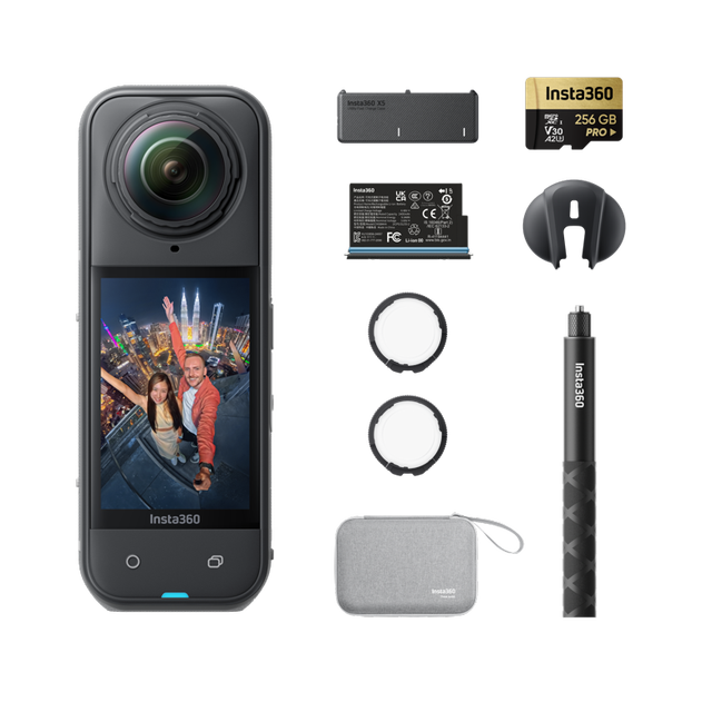 Insta360 X5 Get-Set Motorcycle Ultimate Multiview Bike Driving No Drone No Problem Snowboard Sports Camera Handheld Camera X5