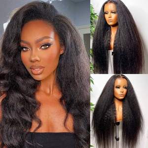 Perruque Lace Front HD Transparente 13x4 en Cheveux Humains Bruts Afro Kinky Straight Yaki Pré-épilée, Vente en Gros à Prix Abordable - Product Image 2