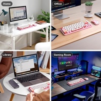 Clavier et souris sans fil 2,4 G ergonomique à 68 touches avec touches circulaires colorées, style machine à écrire, mignon pour PC et ordinateurs portables, en stock