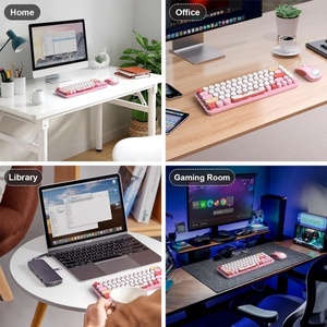 คีย์บอร์ดและเมาส์ไร้สาย 2.4G ดีไซน์ตามหลักสรีรศาสตร์ 68 ปุ่ม สีสันสดใส แบบเครื่องพิมพ์ดีด ปุ่มกดทรงกลม น่ารัก สำหรับพีซีและแล็ปท็อป มีสินค้าพร้อมส่ง - Product Image 6