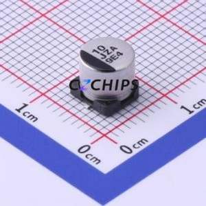 Condensador Electrolítico de Aluminio Híbrido Sólido-Líquido EEHZA1J100P SMD, D6.3xL6.1mm 10uF 20% 63V 100mA-100Hz - Product Image 1