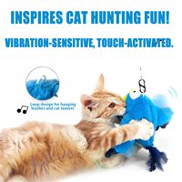 Juguete Interactivo para Gatos con Pájaro que Chirría, Alas Móviles, Nuevo Juguete para Gatos con Pájaro que Chirría Simulado, Juguete para Gatos de Interior