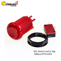 Bouton de style américain robuste et durable avec bouton de commutation, adapté à la machine de jeu d'arcade à trou de montage de 28mm