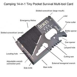 Kim loại thẻ tín dụng đa công cụ thẻ tín dụng biểu tượng tùy chỉnh 14-in-1 <span class=keywords><strong>Tiny</strong></span> Pocket Survival đa-công cụ thẻ cắm trại Nguồn cung cấp - Product Image 3