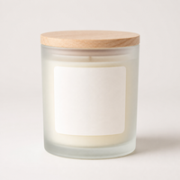 Vela Aromática de Cera de Soja en Vaso de Vidrio Esmerilado con Tapa de Madera
