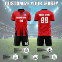 Set Jersey Sepak Bola Kustom Klub Berkualitas Tinggi Bahan Padat Menyerap Keringat Cepat Kering Kaos Sepak Bola untuk Unisex Musim Panas