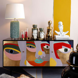 Meubles de salon de style japonais, armoires de rangement décoratives en bois massif, motif personnalisable, style nord-européen moderne - Product Image 5
