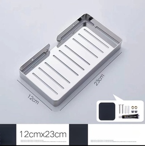 Porte-savon mural en acier inoxydable rectangulaire 9,5x13,5 cm, design minimaliste avec drainage automatique, finition polie pour salle de bain - Product Image 3