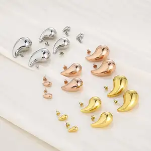 New Arrivals Fashion Chunky Statement Design Hoop Earring Jewelry 18 Karat Gold Plated Water Drop TearDrop Earings For Women