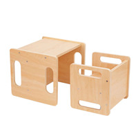 Montessori Holz Moderner Stil Kinder Abstilltisch und Stuhl Set, Geeignet für Kinder im Alter von 1-3 Jahren