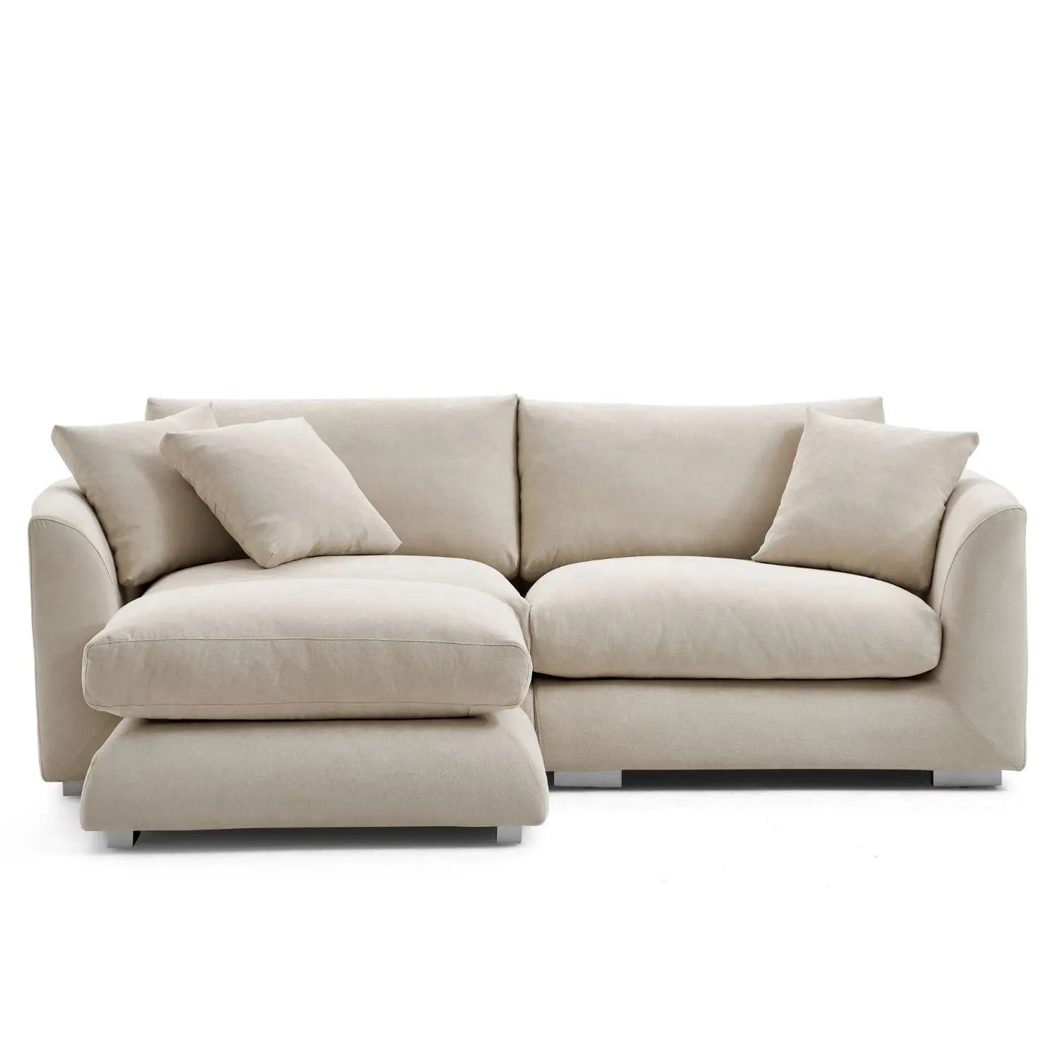 Nordic Woonkamer Meubels L Vorm Stof Modulair Met Ottomaanse 2 Seat Sectional Sofa