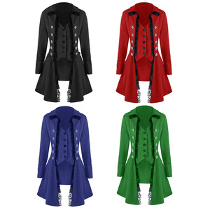 Women's Gothic Victorian <b>Tailcoat</b> Jacket with Lace Trim Medieval Pirate Costume Coat - Product Image 1