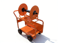Carretilla Móvil de Cuatro Ruedas con Carrete de Acero, Recubrimiento en Polvo OEM, para Tuberías de Agua, Mangueras, Cables, Tubos de Aire - Construcción, Granjas, Jardines