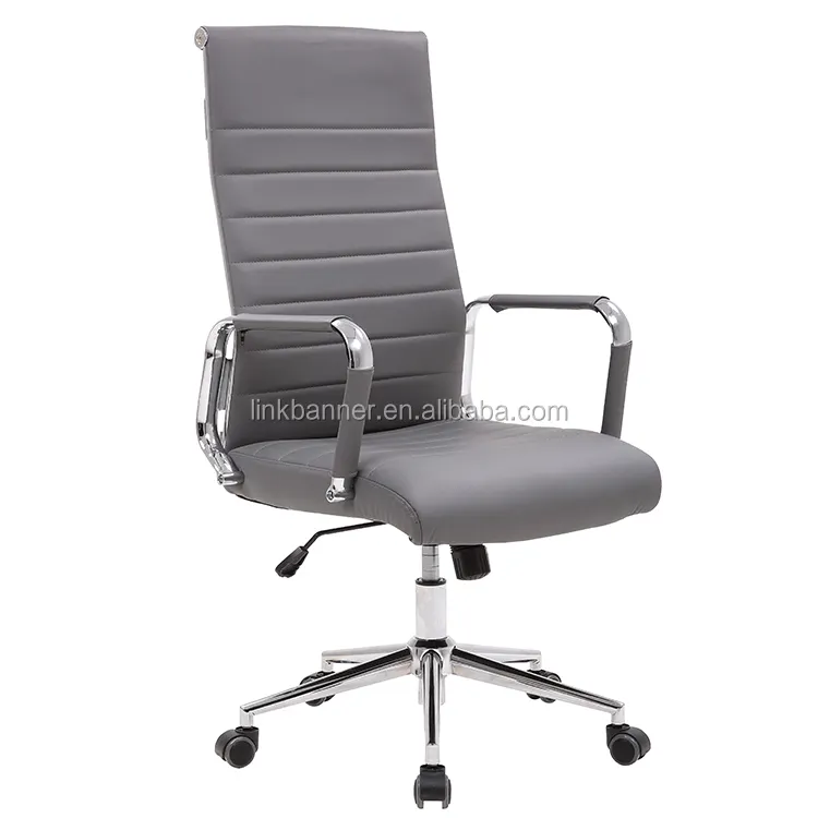 Эргономичный офисный стул из искусственной кожи с регулируемой высотой и хромированной металлической рамой
