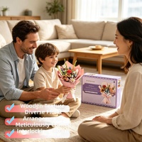 Hamaileon Großhandel 3D Holzpuzzle Blumenstrauß-Box-Set DIY Gemischte Blumen Entspannendes Puzzle-Bausatz Holz 3D Geschenkset Heimdekoration