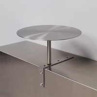 Table à manger moderne en acier inoxydable de style industriel minimaliste italien, ronde, 2 places, pour hôtel, petites salles à manger