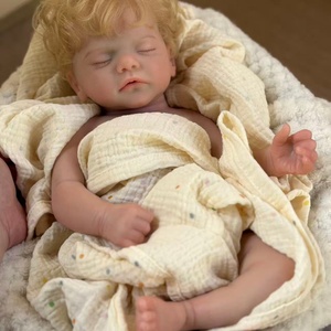 Poupée bébé garçon réaliste de 18 pouces, nouveau-né, corps entièrement en silicone souple, peau peinte en 3D, veines visibles, jouet réaliste lesté - Product Image 1