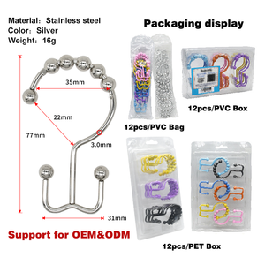 Decorative Bathroom Roller Hanger Rust Resistant Double Glide Side <b>Shower</b> Curtain Ring - Product Image 3