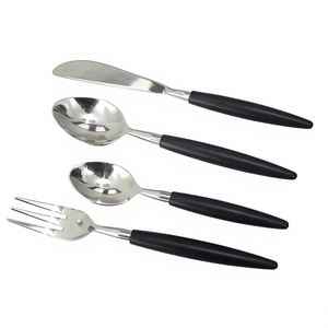 Cuillères à café et à thé élégantes en acier inoxydable, ensemble de couverts faits à la main en argent et noir pour une expérience culinaire raffinée - Product Image 1