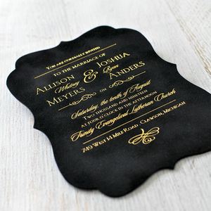 Tùy Chỉnh Thanh Lịch Đám Cưới Thẻ Thực Đơn & Độc Đáo Nhung Đen Lời Mời Với Tình Yêu Phong Cách Handmade Lá Tem Phong Cách Châu Âu Làm Giấy - Product Image 4