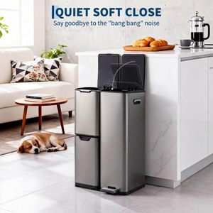 Factory Direct Sale High Quality 60L (13L+17L+30L) Matt Black Triple Compartment Recycle <b>Bin</b> With Foldable Pedals - Product Image 3