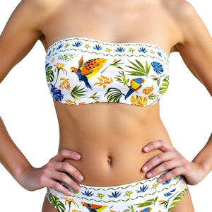 Haut de bikini bandeau floral double couche pour femme, nouvelle tenue de plage d'été pour femme, maillot de bain une pièce - Product Image 4
