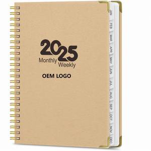 Custom 2025 Thermal Binding Leather Hardcover A5 Planner English Monthly Weekly Daily Organizer <b>Notebook</b> - Product Image 1