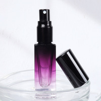 Botol parfum gradien kaca semitransparan perjalanan Mini 5ml dengan pompa wadah minyak esensial penyemprot Hitam Aluminium dan tutup