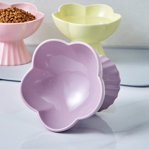 Bol pour chat en céramique mignon arrondi pied haut assiette d'alimentation pour chat en forme de fleur bol pour animaux de compagnie - Product Image 2