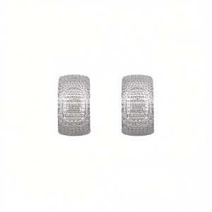 Boucles d'oreilles manchette de luxe en argent 925 avec micro-incrustation de diamants ronds pour un usage quotidien, bijoux unisexes - Product Image 1