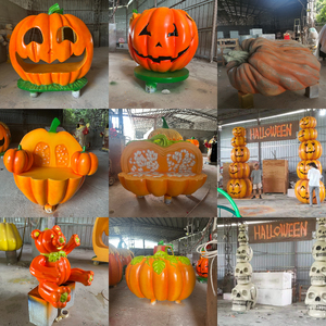 Grande Abóbora de Fibra de Vidro para Decoração de Halloween ao Ar Livre, Adereço para Festivais e Decorações de Jardim e Parque - Product Image 4