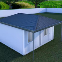 Casa Contenedor Prefabricada Moderna con Techo a Dos Aguas, Casa Móvil Modular de 2 Habitaciones con Estructura de Acero, Segura y de Fácil Instalación
