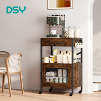 Organisateur de cuisine, chariot de rangement pour micro-ondes, armoire de bar à café avec porte en maille, buffet, table mobile sur roulettes pour la cuisine