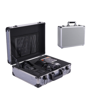 Usine directe petit boîtier en aluminium dur argent noir <span class=keywords><strong>valise</strong></span> Portable pour Instruments équipement antichoc <span class=keywords><strong>outil</strong></span> organisateur - Product Image 1