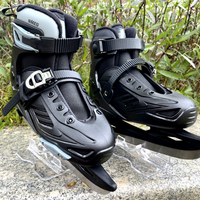 Patins à roulettes sur glace ultralégers personnalisés One Boot, patins de hockey sur glace Attack, en tissu PVC noir et coton, pour hommes, hiver