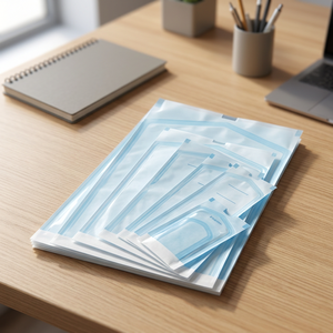 House Brand 3.50x9 Self-Sealing Sterilization Pouches (<b>Paper</b>/Blue-Green Film) CE Certified ASTM F2100 Level 3 Standard EOS - Product Image 2
