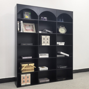 خزانة كتب خشبية حديثة 6 طبقات مع 18 مكعبات مساحة كبيرة قاعدة خزانة كتب سوداء لغرفة النوم والمعيشة والمكتب والمنزل والأثاث - Product Image 6