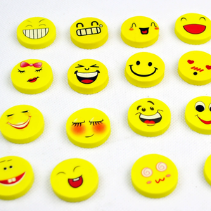 Logo personnalisé imprimé drôle mixte jaune pour visage souriant rond TPR <span class=keywords><strong>crayon</strong></span> gomme promotionnel rond sourire gomme - Product Image 3