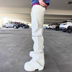 Vaqueros holgados de mezclilla selvedge blanca para hombre, diseño personalizado, corte holgado, pierna ancha de 14 pulgadas, corte bootcut sin rematar, pantalones salvaje, vaqueros streetwear - Product Image 6