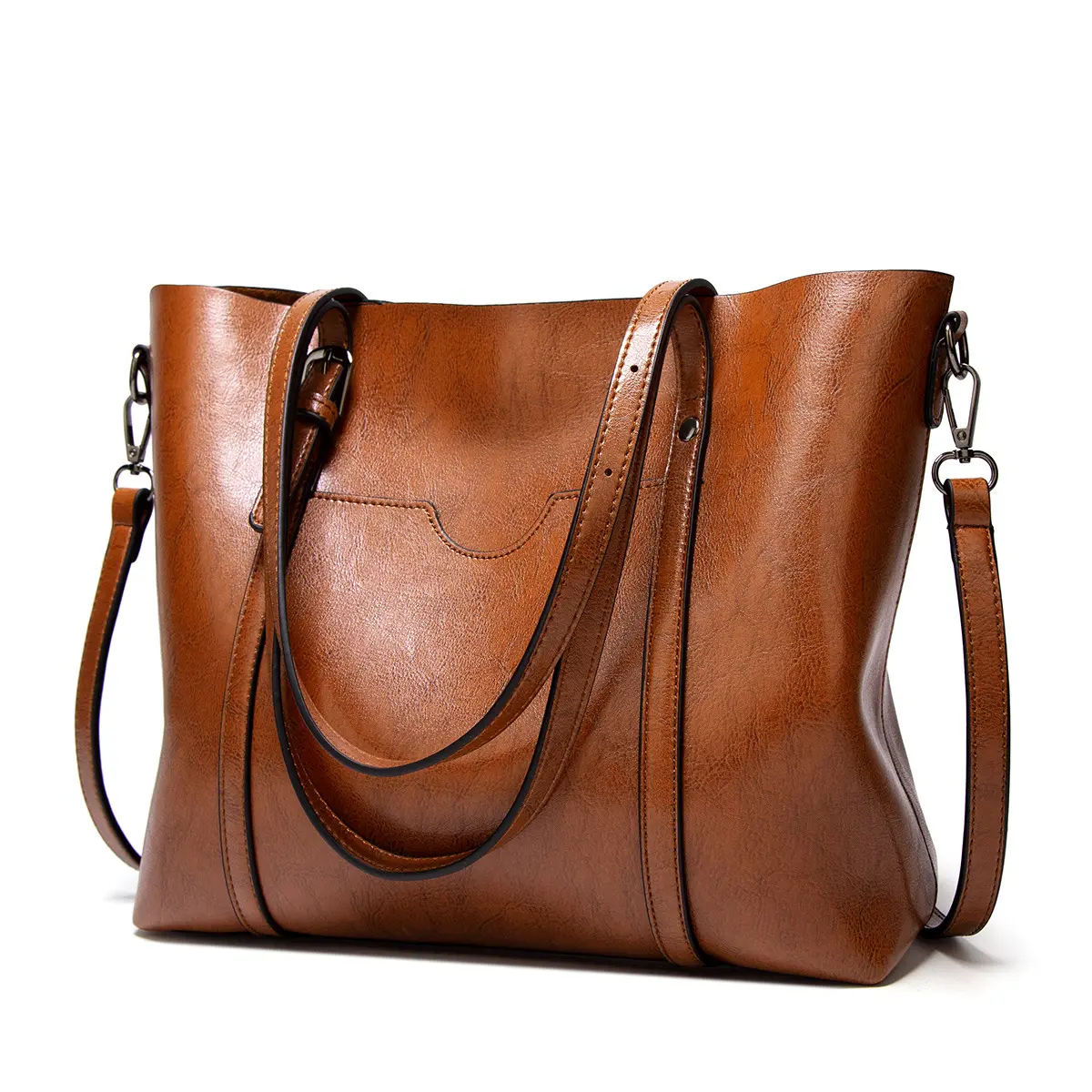 Large capacity Top Handle shoulder tote bags, Ladies oil leather Satchel Daily Work Tote Shoulder Bag Handbags for Women