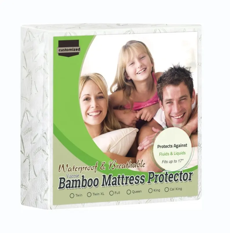 100% impermeable hipoalergénico Premium bambú ultra suave hogar transpirable cama cubierta 3D aire tela cinco lados colchón protector