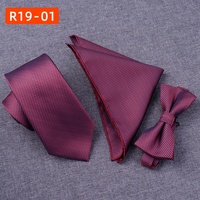 Ensemble de trois pièces de style dramatique coréen pour hommes tenue d'affaires professionnelle décontractée comprenant un carré de poche en polyester pour gilet et cravate