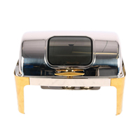 Buphex 723CGH-1 Deluxe Rechteck Chafer Edelstahl Roll Top Gold Chafing Dish für Catering Küche Hotel Restaurant Buffet
