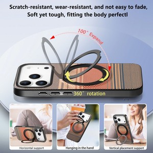 เคสโทรศัพท์มือถือแบบแม่เหล็กหมุนได้ 360 องศา คุณภาพสูง สำหรับ iPhone 17 air 16 15 pro max  วัสดุคาร์บอนไฟเบอร์  ฝาหลังแบบด้าน - Product Image 6