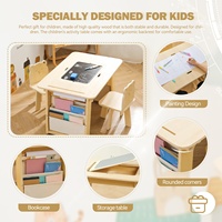 Ensemble table et chaises en bois pour enfants, table d'activités pour tout-petits avec plateau double face, bureau d'art et d'artisanat pour dessiner, jouer, lire