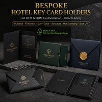 Maßgefertigte Matte Schwarze Papierkartenhülle mit Roségold-Folienprägung des Hotel-Logos für Luxus-Resort Rezeptionseinrichtung
